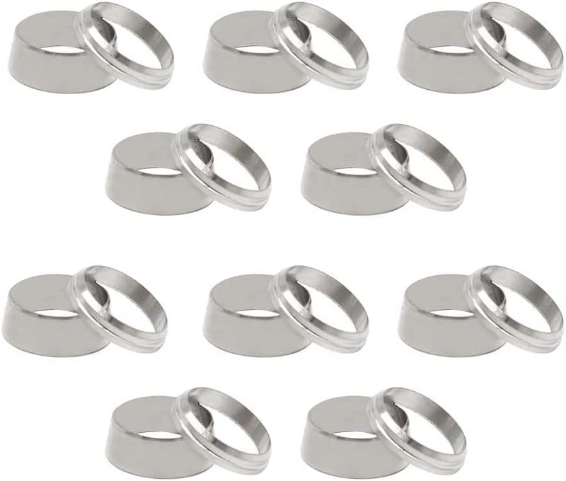 Yoebor Metalwork Stainless Steel 304 Compression Double Ferrule 3/16" Tube OD Sleeve Ring, Pack of 10 Pairs - Image 1